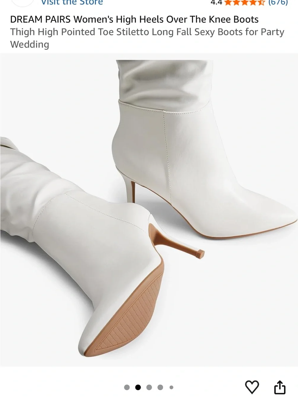 Dream Pairs White Over-the-Knee Pointed Toe Stiletto Boots